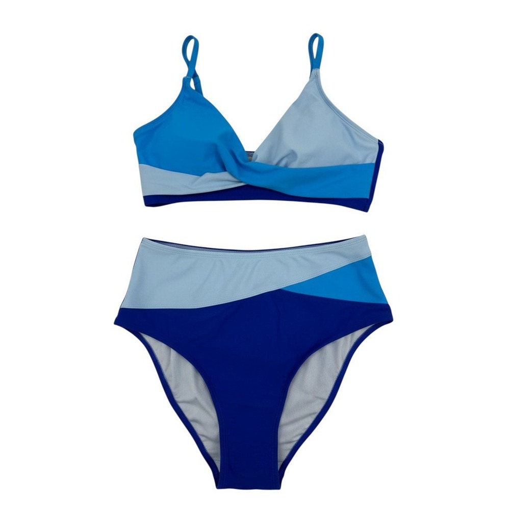 Cupshe Two Toned Two Piece High Waisted Bikini in Blue Small NWT